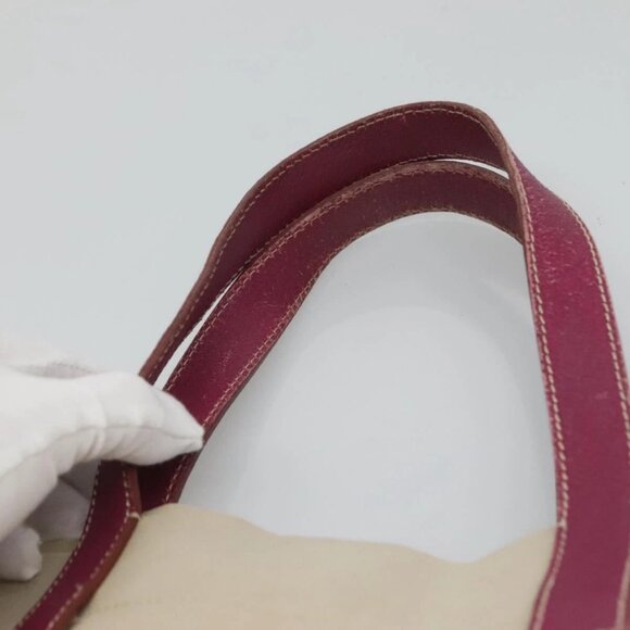 PRADA Hand Bag Canvas Leather Beige Purple Silver Auth - Picture 8 of 16